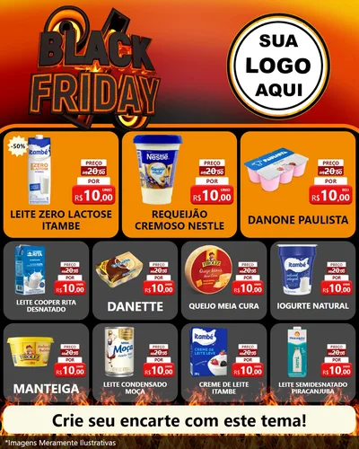 Modelo de Rede Social para Feed Instagram com o tema Black Friday para Frios e Laticínios