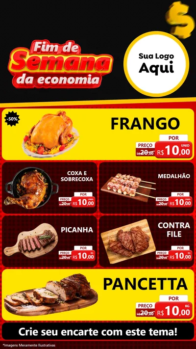 Modelo de TV para TV Vertical com o tema Fim de Semana da Economia para Assados