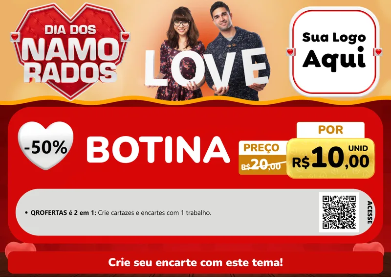 Modelo de Cartaz para Cartaz A4 Horizontal com o tema Dia dos Namorados para Agropecuária
