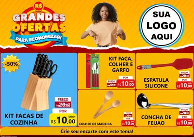 Modelo de Encarte para Encarte A4 Horizontal com o tema Grandes Ofertas Para Economizar! para Utilidades Domésticas