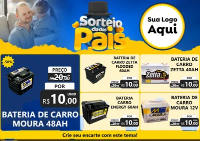 Modelo de Encarte para Encarte A4 Horizontal com o tema Sorteio Dia Dos Pais para Baterias Elétricas