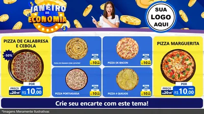Modelo de TV para TV Horizontal com o tema Janeiro da Economia para Pizzaria