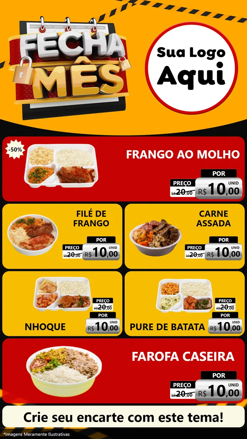 Modelo de TV para TV Vertical com o tema Fecha Mês para Restaurante