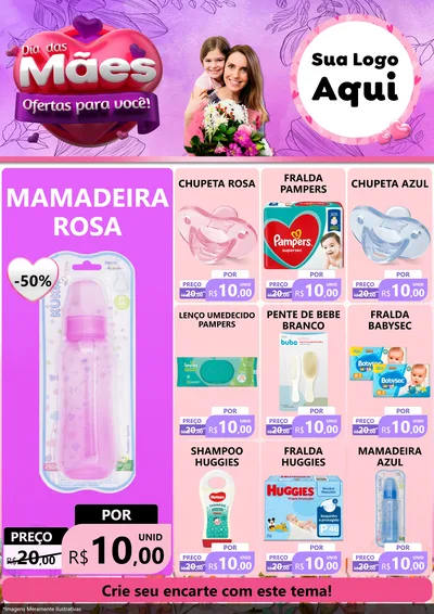 Modelo de Encarte para Encarte A4 Vertical com o tema Dia das Mães Ofertas para Você! para Bebês