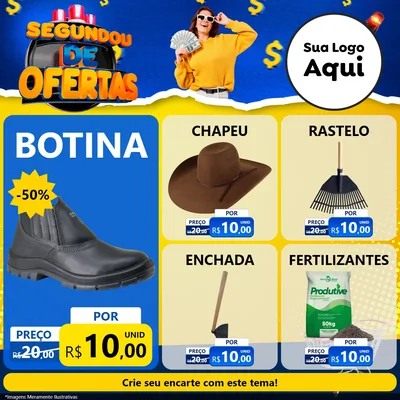 Modelo de Rede Social para Feed Facebook com o tema Segundou de Ofertas para Agropecuária
