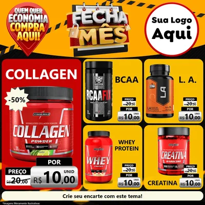 Modelo de Rede Social para Feed Facebook com o tema Fecha Mês para Suplementos alimentares