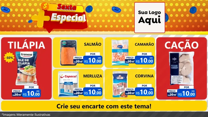 Modelo de TV para TV Horizontal com o tema Sexta Mais Especial para Peixaria