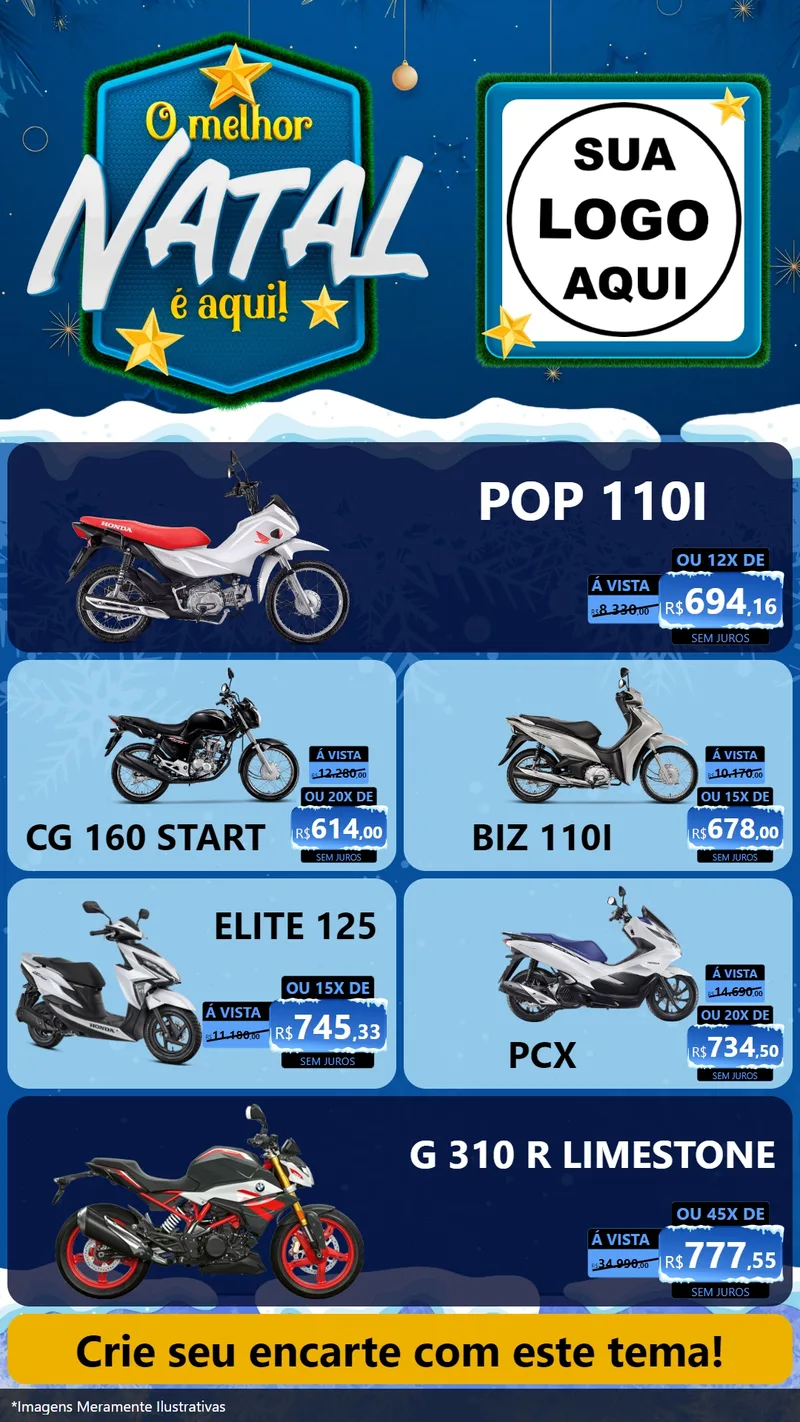 Modelo de TV para TV Vertical com o tema O Melhor Natal É Aqui! para Concessionaria de Motos