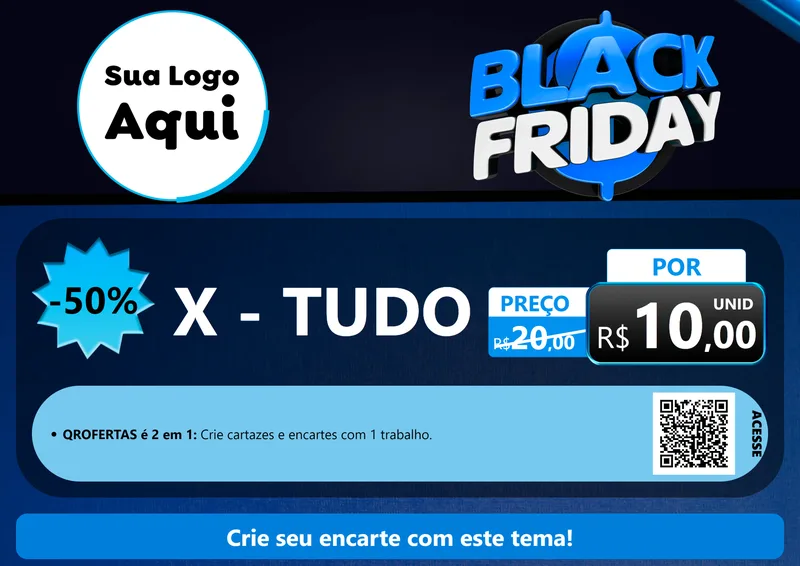 Modelo de Cartaz para Cartaz A4 Horizontal com o tema Black Friday para Hamburgueria