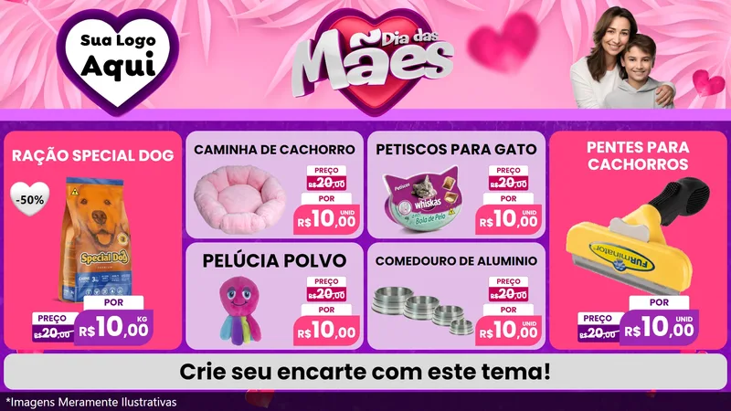 Modelo de TV para TV Horizontal com o tema Dia das Mães para Pet Shop