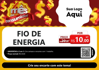 Modelo de Cartaz para Cartaz A4 Horizontal com o tema Mês do consumidor para Materiais Elétricos