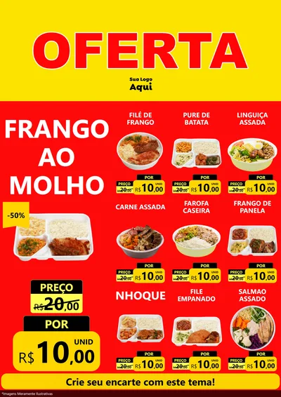 Modelo de Encarte para Encarte A4 Vertical com o tema OFERTA - Vermelho Cartaz para Restaurante