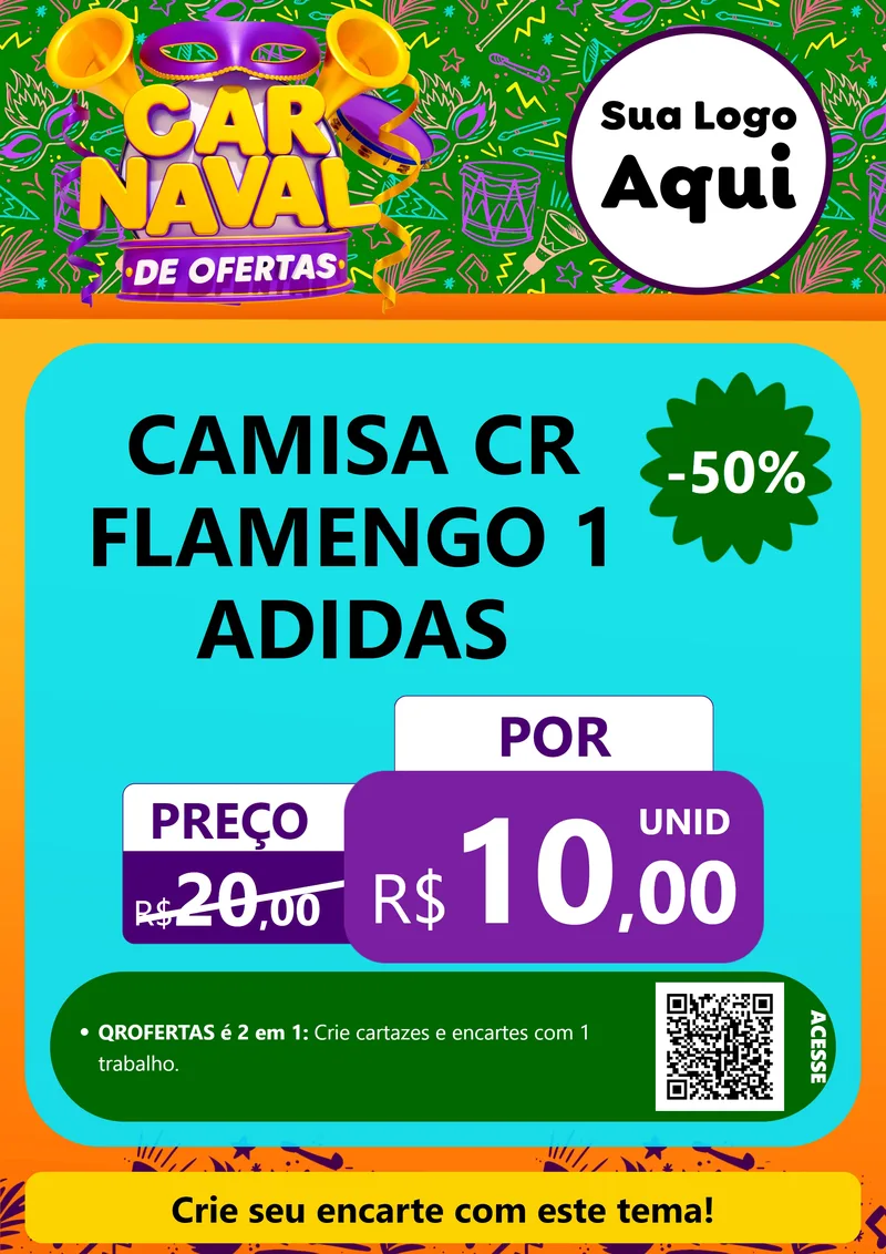Modelo de Cartaz para Cartaz A4 Vertical com o tema Carnaval de Ofertas para Roupas e acessórios