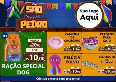 Modelo de Encarte para Encarte A4 Horizontal com o tema São Pedro para Pet Shop