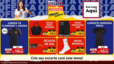 Modelo de TV para TV Horizontal com o tema Ofertas de Agosto - Preços Incríveis para Roupas e acessórios