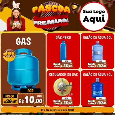 Modelo de Rede Social para Feed Facebook com o tema Páscoa Premiada para Água e gás