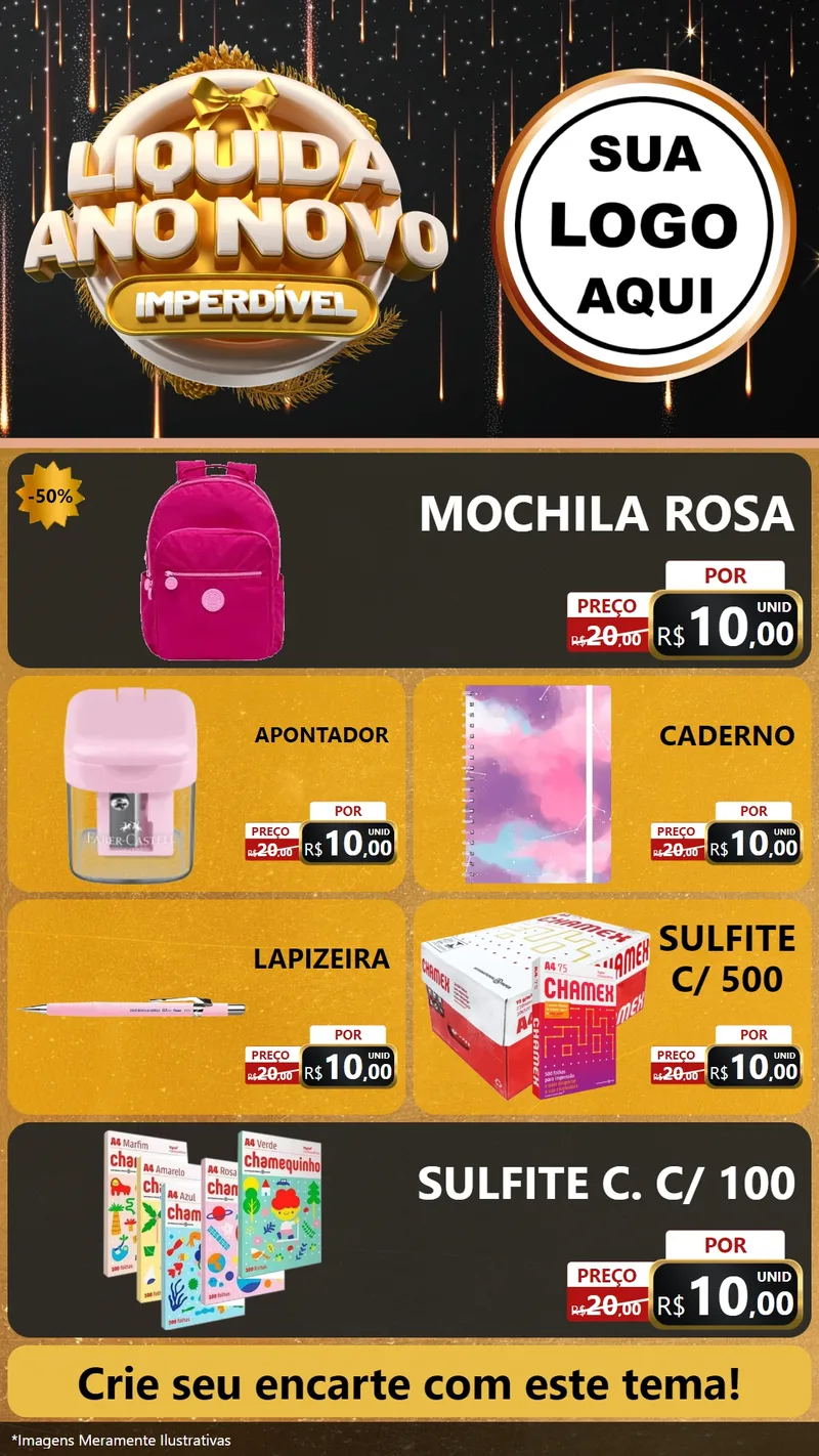 Modelo de TV para TV Vertical com o tema Liquida Ano Novo Imperdível para Papelaria