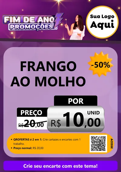 Modelo de Cartaz para Cartaz A4 Vertical com o tema Fim de Ano Promoções para Restaurante