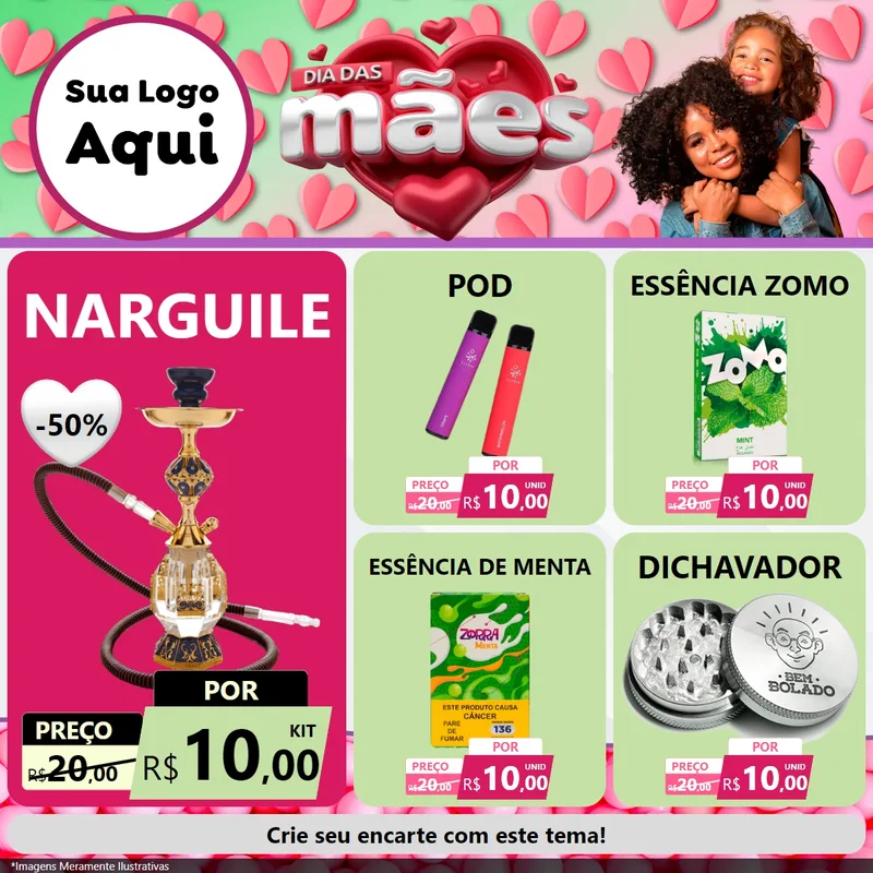 Modelo de Rede Social para Feed Facebook com o tema Dia das Mães para Tabacaria