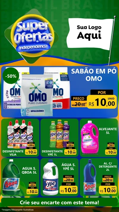 Modelo de Rede Social para Stories com o tema Super Ofertas de Independência para Produtos de Limpeza