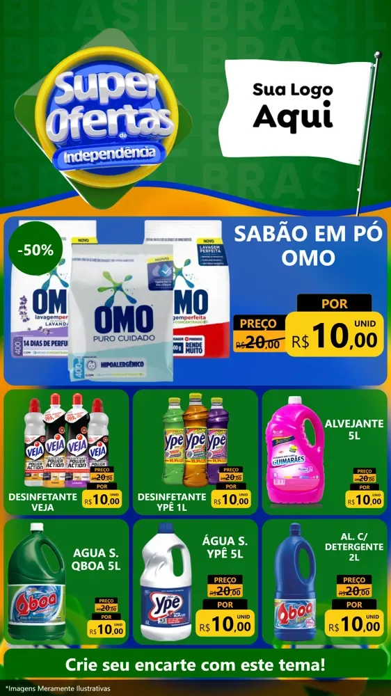 Modelo de Rede Social para Stories com o tema Super Ofertas de Independência para Produtos de Limpeza