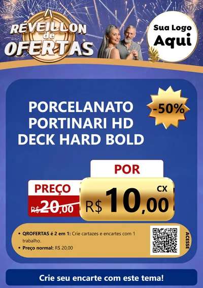 Modelo de Cartaz para Cartaz A4 Vertical com o tema Réveillon de Ofertas para Pisos e revestimentos