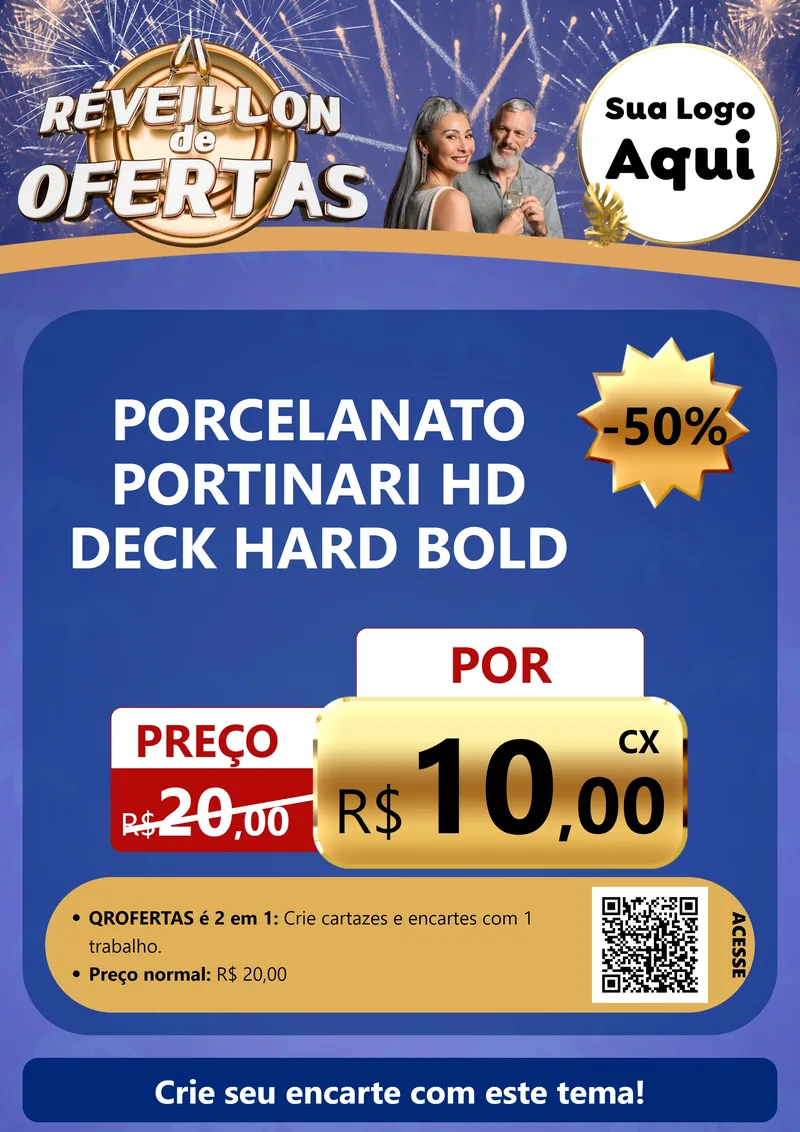 Modelo de Cartaz para Cartaz A4 Vertical com o tema Réveillon de Ofertas para Pisos e revestimentos