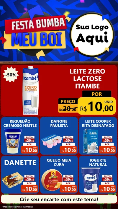 Modelo de Rede Social para Stories com o tema Festa Bumba meu Boi para Frios e Laticínios