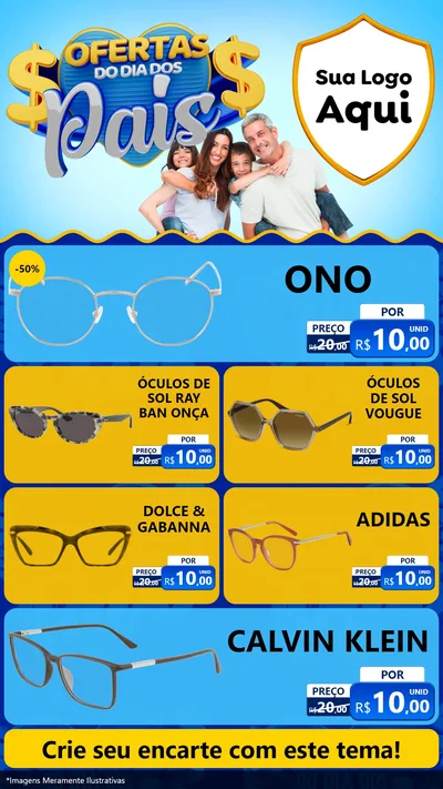 Modelo de TV para TV Vertical com o tema Ofertas do Dia dos Pais para Óticas