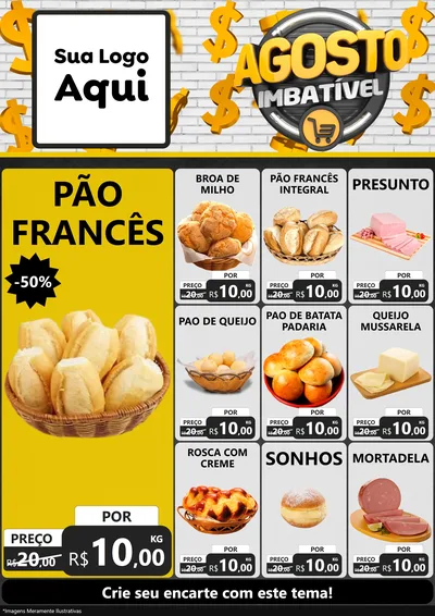Modelo de Encarte para Encarte A4 Vertical com o tema Agosto imbatível para Padaria