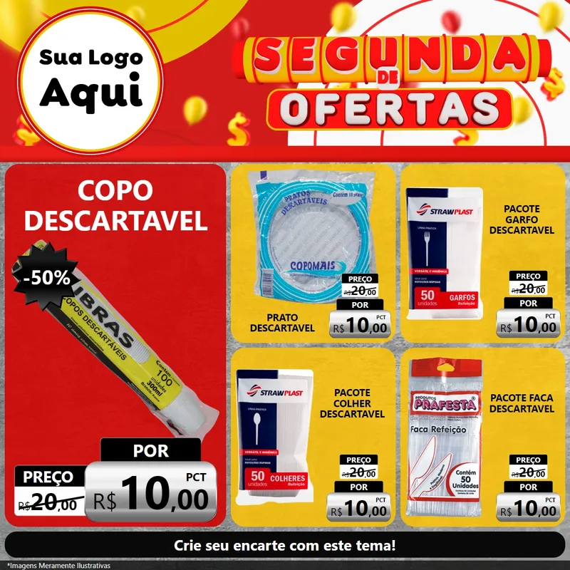Modelo de Rede Social para Feed Facebook com o tema Segunda de Ofertas para Embalagens