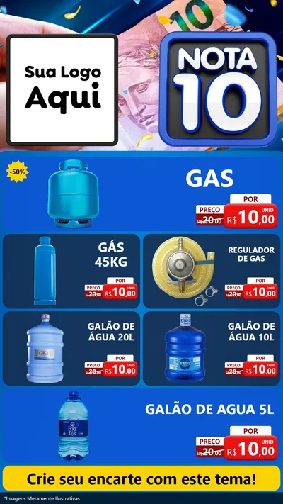 Modelo de TV para TV Vertical com o tema Nota 10 para Água e gás