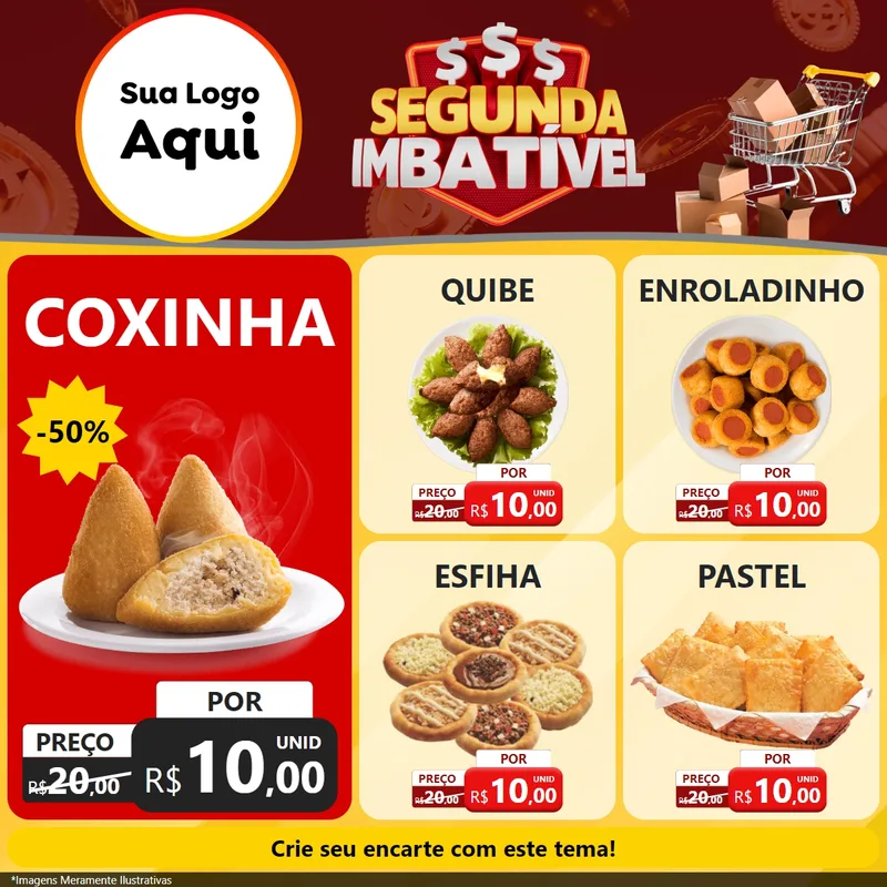 Modelo de Rede Social para Feed Facebook com o tema Segunda Imbatível para Salgadaria