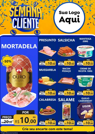Modelo de Encarte para Encarte A4 Vertical com o tema Semana do Cliente para Frios e Laticínios