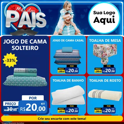 Modelo de Rede Social para Feed Facebook com o tema Mês Dos Pais para Cama, Mesa e Banho