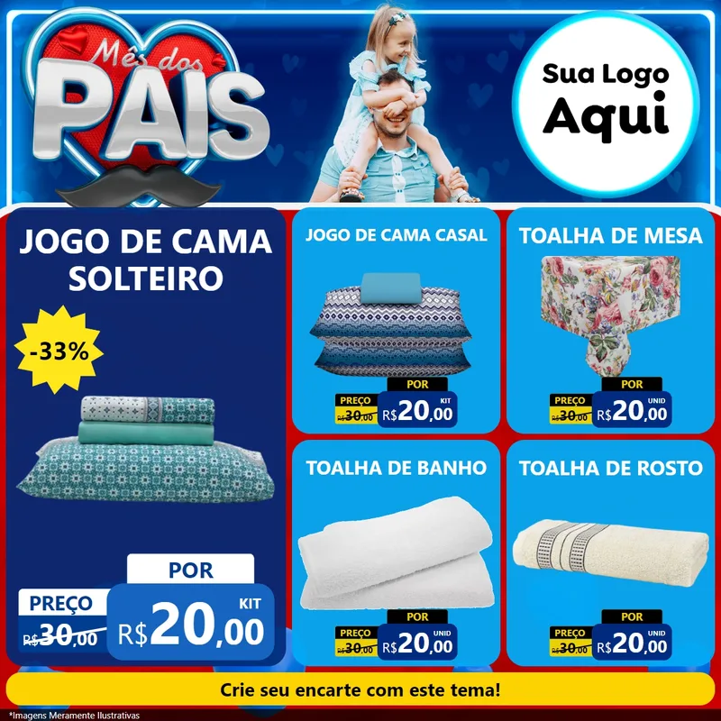Modelo de Rede Social para Feed Facebook com o tema Mês Dos Pais para Cama, Mesa e Banho