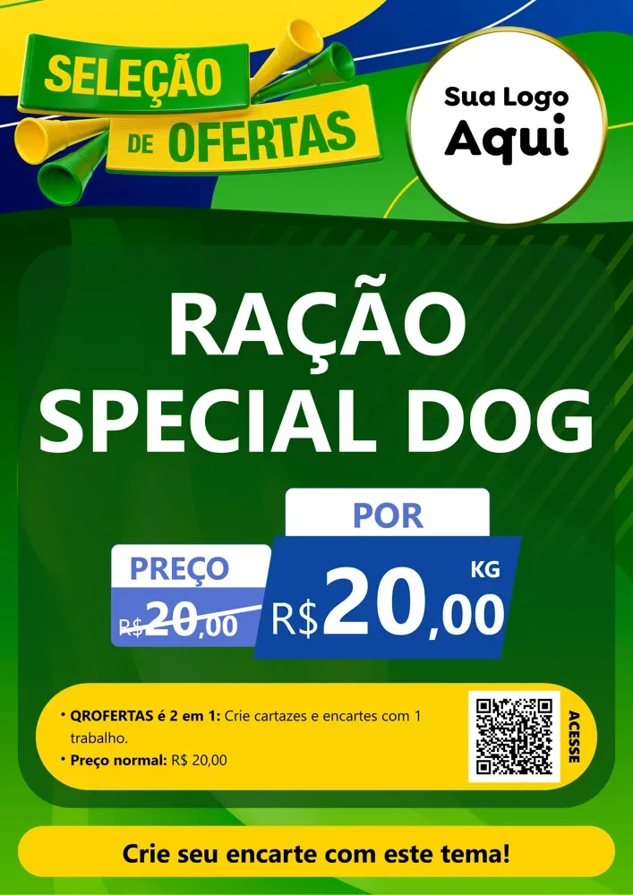Modelo de Cartaz para Cartaz A4 Vertical com o tema Seleção de Ofertas - Copa para Pet Shop