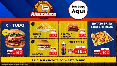 Modelo de TV para TV Horizontal com o tema Fim De Semana Arrasador para Hamburgueria