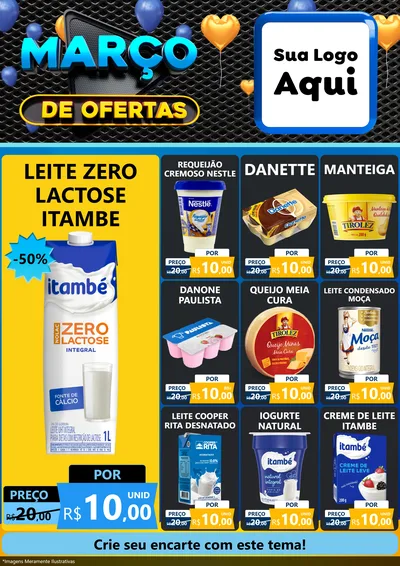 Modelo de Encarte para Encarte A4 Vertical com o tema Março de Ofertas para Frios e Laticínios