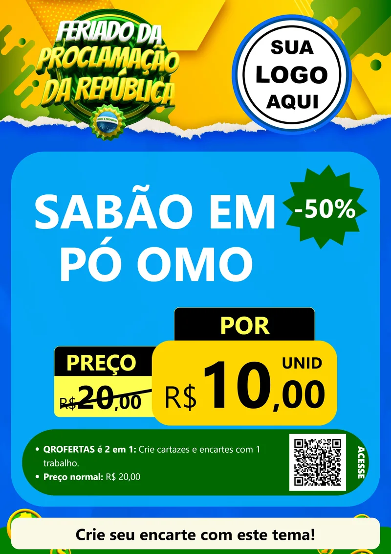 Modelo de Cartaz para Cartaz A4 Vertical com o tema Feriado da Proclamação da República para Produtos de Limpeza