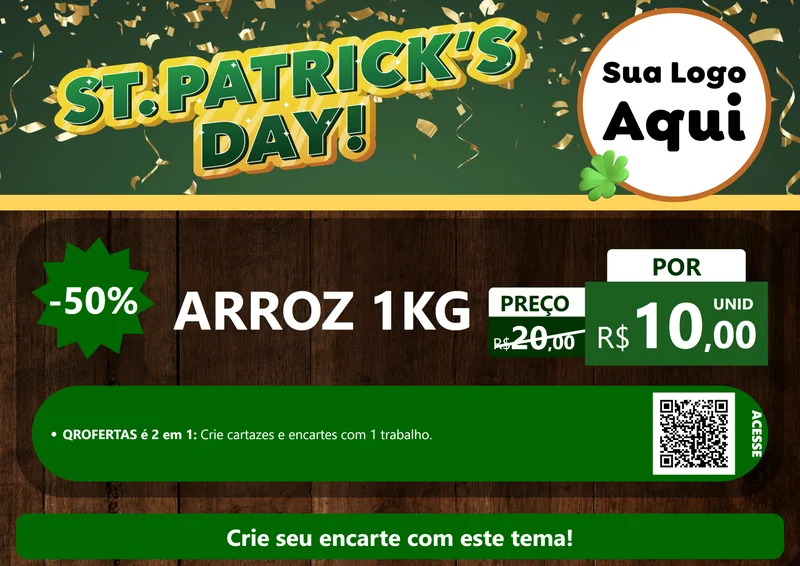Modelo de Cartaz para Cartaz A4 Horizontal com o tema St Patriks Day para Supermercado