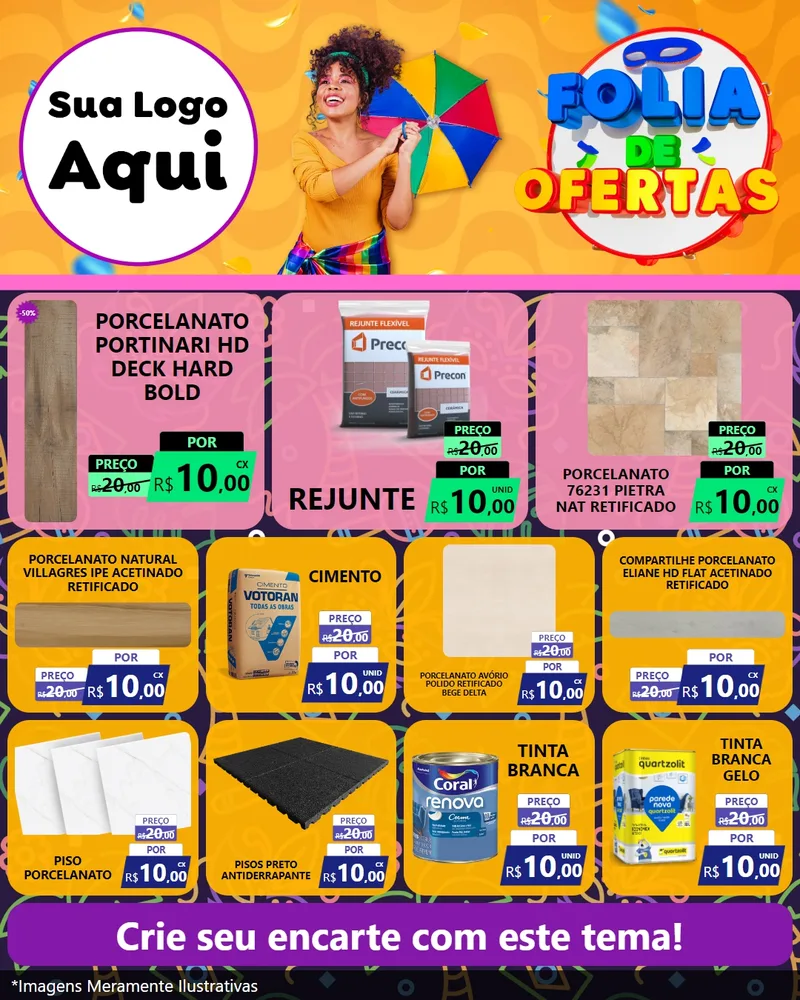 Modelo de Rede Social para Feed Instagram com o tema Folia de Ofertas para Pisos e revestimentos