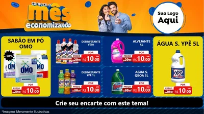 Modelo de TV para TV Horizontal com o tema Comece O Mês Economizando para Produtos de Limpeza