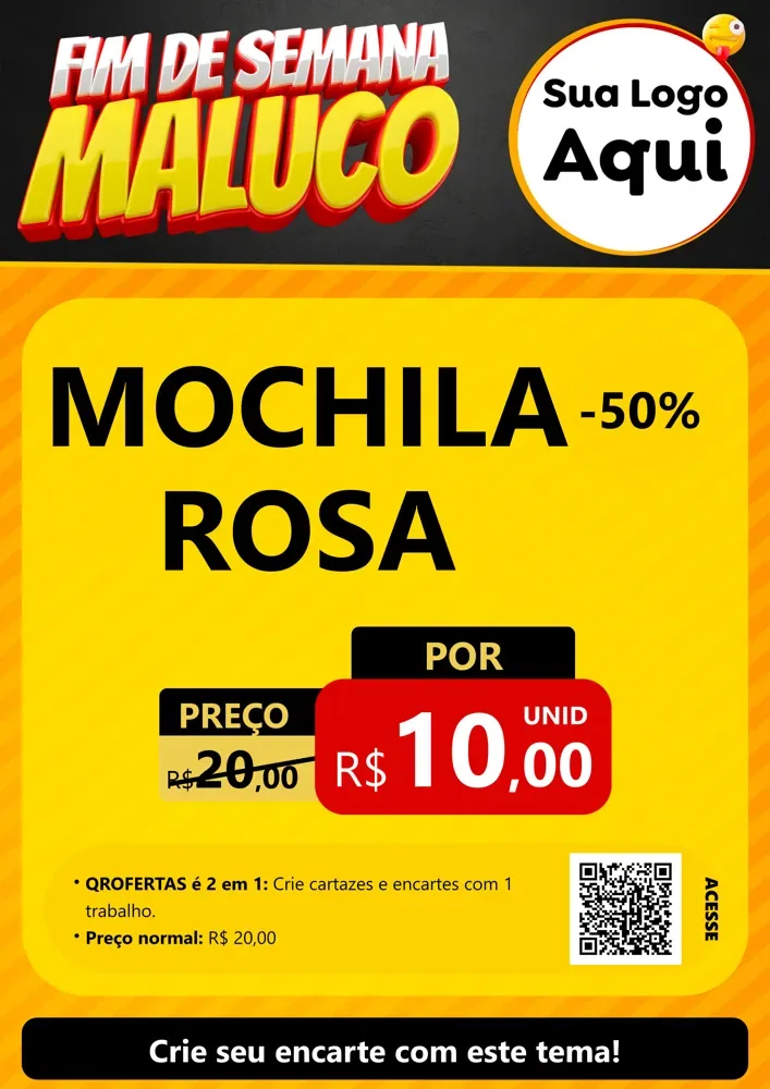 Modelo de Cartaz para Cartaz A4 Vertical com o tema Final de Semana Maluco para Papelaria