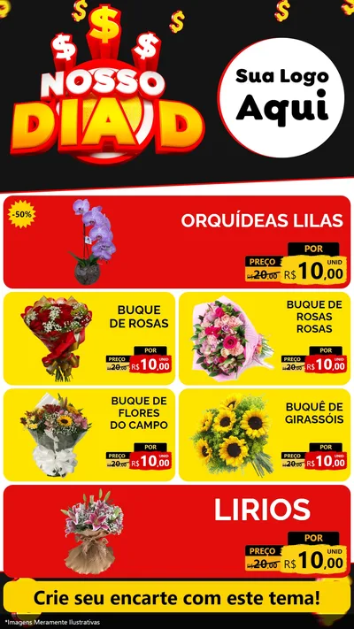 Modelo de TV para TV Vertical com o tema Nosso Dia D para Floricultura e jardim