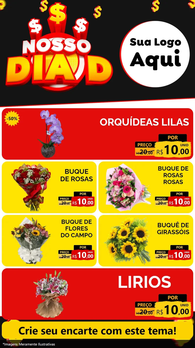 Modelo de TV para TV Vertical com o tema Nosso Dia D para Floricultura e jardim