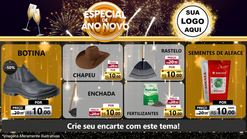 Modelo de TV para TV Horizontal com o tema Especial de Ano Novo para Agropecuária