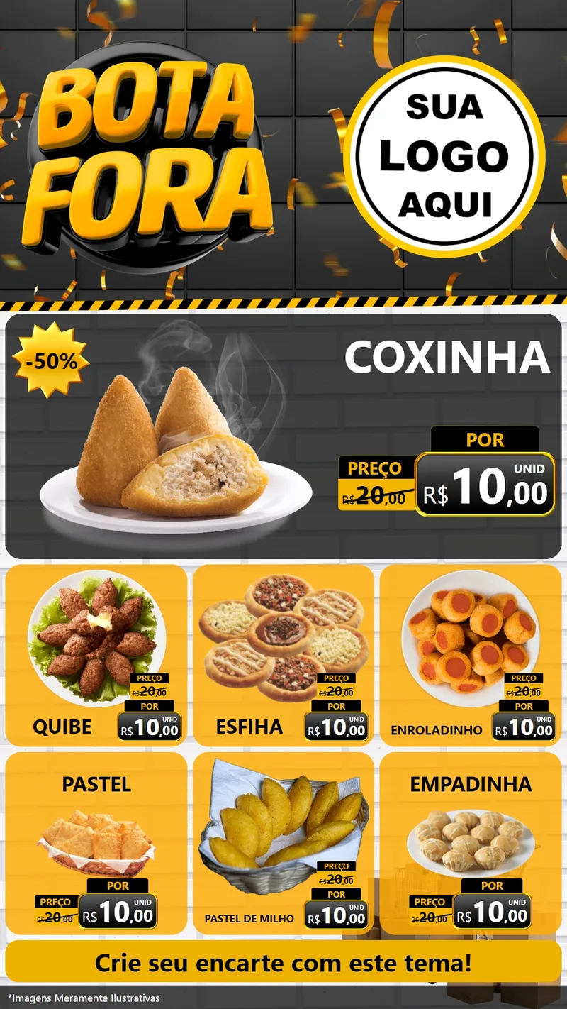 Modelo de Rede Social para Stories com o tema Bota Fora para Salgadaria