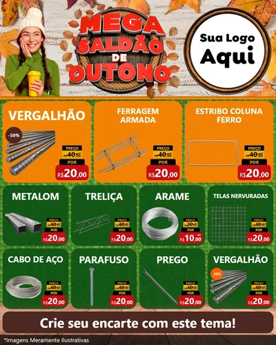 Modelo de Rede Social para Feed Instagram com o tema Mega Saldão de Outono para Ferragens