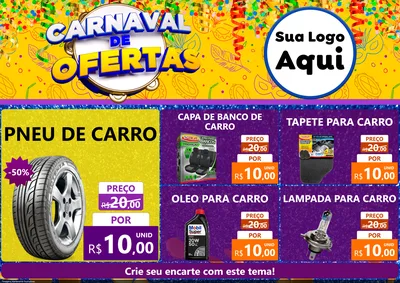 Modelo de Encarte para Encarte A4 Horizontal com o tema Carnaval de Ofertas para Auto peças